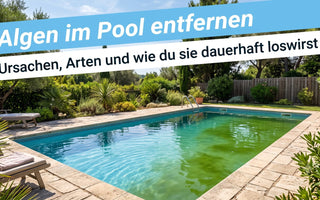 Pool mit grünlich getrübtem Algenwasser in der Sommersonne als Titelbild zum Ratgeber Algen im Pool entfernen von TerraUno