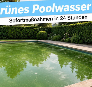 Grünes Poolwasser im Garten — TerraUno Sofortmaßnahmen in 24 Stunden bei Algen und Chlormangel