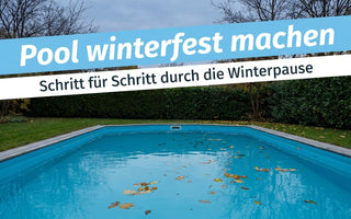 Gartenpool im Spätherbst mit Herbstlaub auf der Wasseroberfläche – Pool winterfest machen