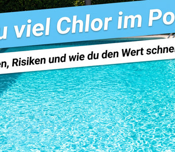 Privater Gartenpool mit kristallklarem türkisem Wasser in der Sommersonne, gefliester Beckenrand