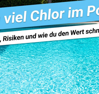 Privater Gartenpool mit kristallklarem türkisem Wasser in der Sommersonne, gefliester Beckenrand