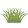 Eine einfache Illustration eines kleinen Beetes mit grünen Grashalmen auf einem schlichten weißen Hintergrund.