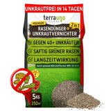 TerraUno Unkrautvernichter mit Rasendünger - Angebot: Entfernt 40+ Unkräuter, sorgt in 14 Tagen für einen dichten, unkrautfreien Rasen. Granulat-Formel, 5 kg für bis zu 250 m² - Langanhaltende Ergebnisse.