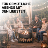 Familie an einem gemütlichen Abend um die CookKing Feuerschale Montana X
