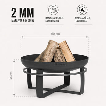 Maße der CookKing Viking 60: Ø 60 cm, 36 cm Höhe, 2 mm massiver Rohstahl