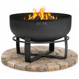 Große CookKing Feuerschale XXL Viking Ø 80 cm aus Stahl auf Kufengestell mit Feuer