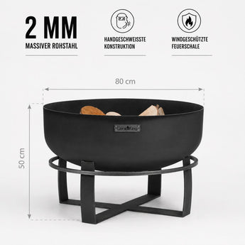 Maße der CookKing XXL Viking: Ø 80 cm, 50 cm Höhe, 2 mm massiver Rohstahl