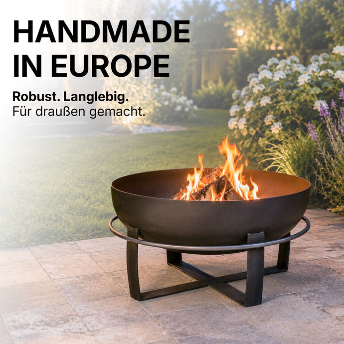 Handgefertigte CookKing XXL Viking mit Feuer im Garten