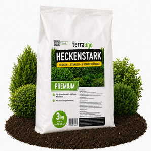 Heckenstark Hecken-, Strauch- & Koniferendünger 3 kg von TerraUno – für dichtes, sattgrünes Wachstum