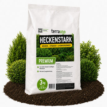 Heckenstark Hecken-, Strauch- & Koniferendünger 3 kg von TerraUno – für dichtes, sattgrünes Wachstum