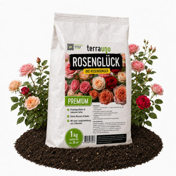 Rosenglück BIO Rosendünger 1 kg von TerraUno – organischer Spezialdünger für prächtige Rosenblüten